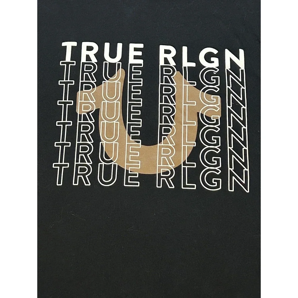 True Religion Men's 2XL - T-Shirt Graphic Logo - Short Sleeve - Black - XXL Tee